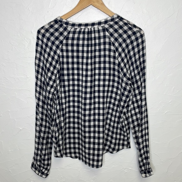 - Lucky Brand Black & White Checkered Long Sleeve Blouse - Picture 5 of 5